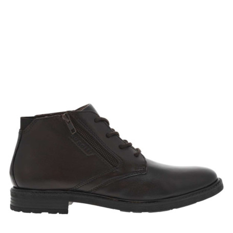 Bottines en cuir marron à semelle à talon plat...