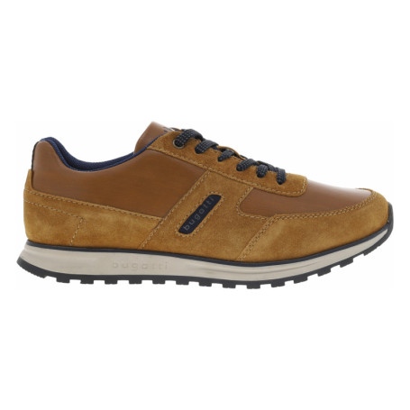 Sneakers en cuir cognac à semelle à talon plat,...
