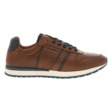Sneakers en cuir cognac à semelle à talon plat,...