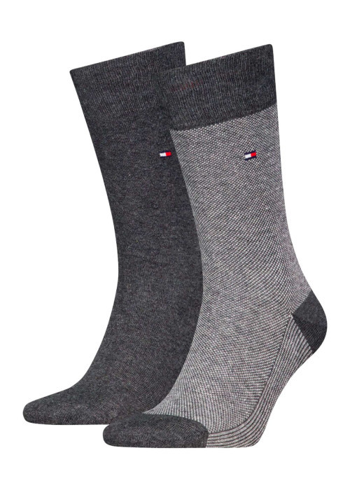 Lot de 2 paires de chaussettes hautes en coton mélangé anthracite coupe haute