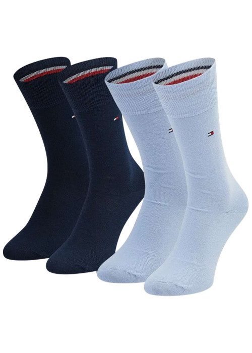 Lot de 2 paires de chaussettes en coton mélangé bleues unies coupe hautes
