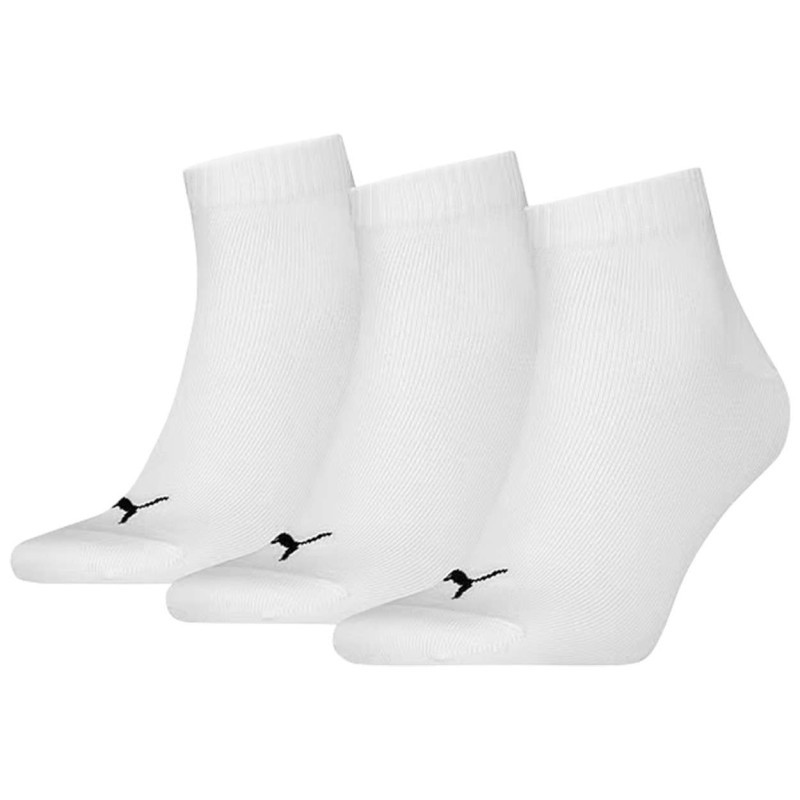 Puma - Lot De 3 Paires De Chaussettes Mi-hautes Blanches Unies Avec Bord Côte - Blanches