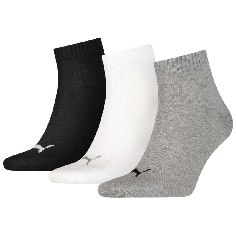 Puma - Lot De 3 Paires De Chaussettes Mi-hautes Unies Blanches, Grises Et Noires - Multicolores