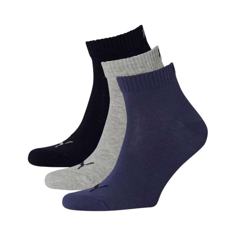 Puma - Lot De 3 Paires De Chaussettes Mi-hautes Unies Marine, Noires Et Grises - Multicolores