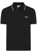 Thumbnail Polo noir uni avec une coupe droite à col français et nom de la marque
