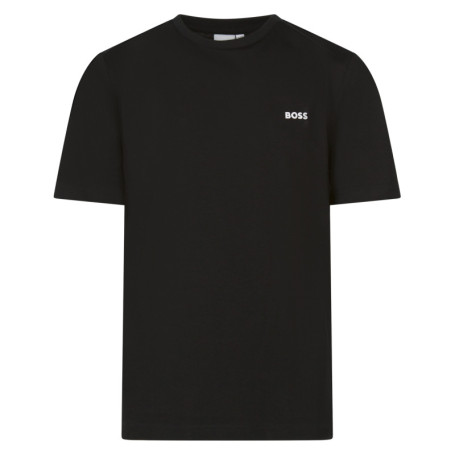 T-shirt noir uni avec une coupe droite à col...