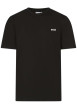 Thumbnail T-shirt noir uni avec une coupe droite à col rond et nom iconique
