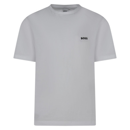 T-shirt blanc uni avec une coupe droite à col...