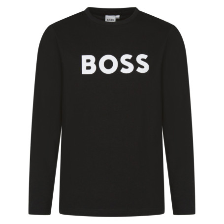 T-shirt noir uni avec une coupe droite à col...