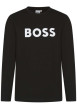 Thumbnail T-shirt noir uni avec une coupe droite à col rond et nom iconique