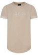 Thumbnail T-shirt beige uni avec une coupe droite à col rond et liseré