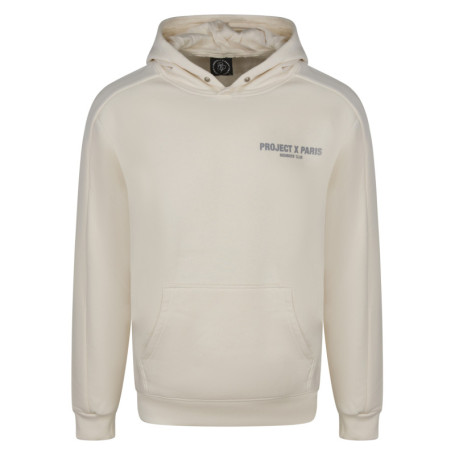 Sweat à capuche écru uni avec une coupe droite...
