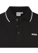 Thumbnail Polo noir uni avec une coupe droite à col français et nom de la marque - Image 3