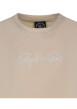 Thumbnail T-shirt beige uni avec une coupe droite à col rond et liseré - Image 3