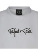 Thumbnail T-shirt blanc uni avec un col rond et une coupe droite à liseré - Image 3