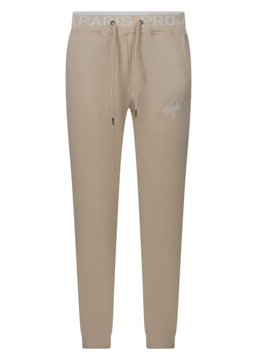 Pantalon de jogging beige uni avec une coupe slim et une taille haute