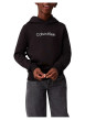 Thumbnail Sweat en coton noir uni avec une coupe droite et le nom de la marque au centre - Image 4