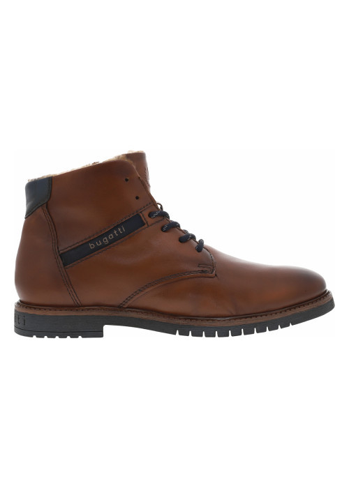 Bottines en cuir cognac à semelle à talon plat avec une doublure intérieure
