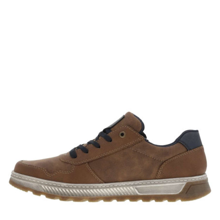 Sneakers cognac à semelle plate beige et à...