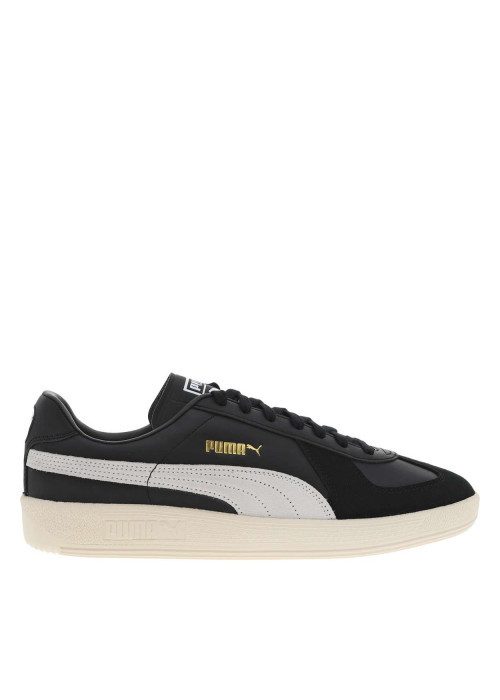 Sneakers Puma en cuir de vachette noires et à lacets plats avec logo iconique