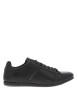 Thumbnail Baskets en cuir noires plates avec des lacets plats enduits et nom de la marque