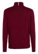 Thumbnail Pull en coton biologique mélangé bordeaux en maille jersey à coupe droite et col roulé - Image 2