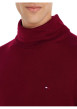 Thumbnail Pull en coton biologique mélangé bordeaux en maille jersey à coupe droite et col roulé - Image 3