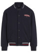Thumbnail Bomber en coton marine uni avec une coupe droite et un col bomber