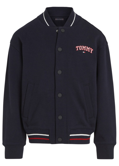 Bomber en coton marine uni avec une coupe...