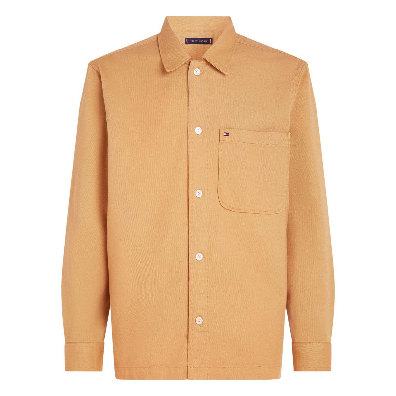 Tommy Hilfiger - Surchemise En Coton Camel Unie Avec Une Coupe Droite Et Un Col Français - Camel Tommy Hilfiger - Surchemise En Coton Camel Unie Avec Une Coupe Droite Et Un Col Français - Camel