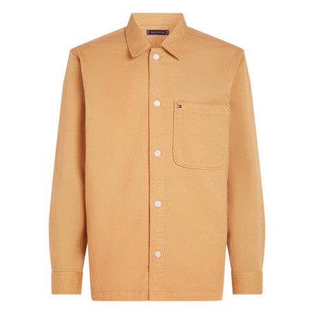 Surchemise en coton camel unie avec une coupe...