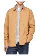 Thumbnail Surchemise en coton camel unie avec une coupe droite et un col français - Image 4