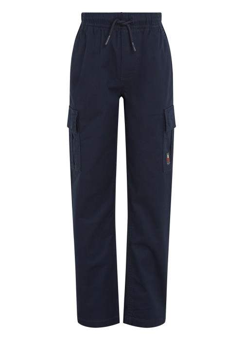 Pantalon Cargo en coton marine uni avec une coupe regular fit