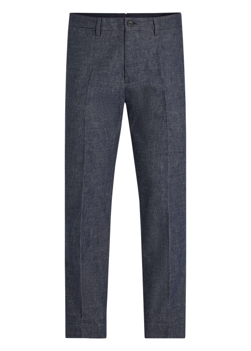 Pantalon Chino marine chiné avec une coupe slim et un style 4 poches