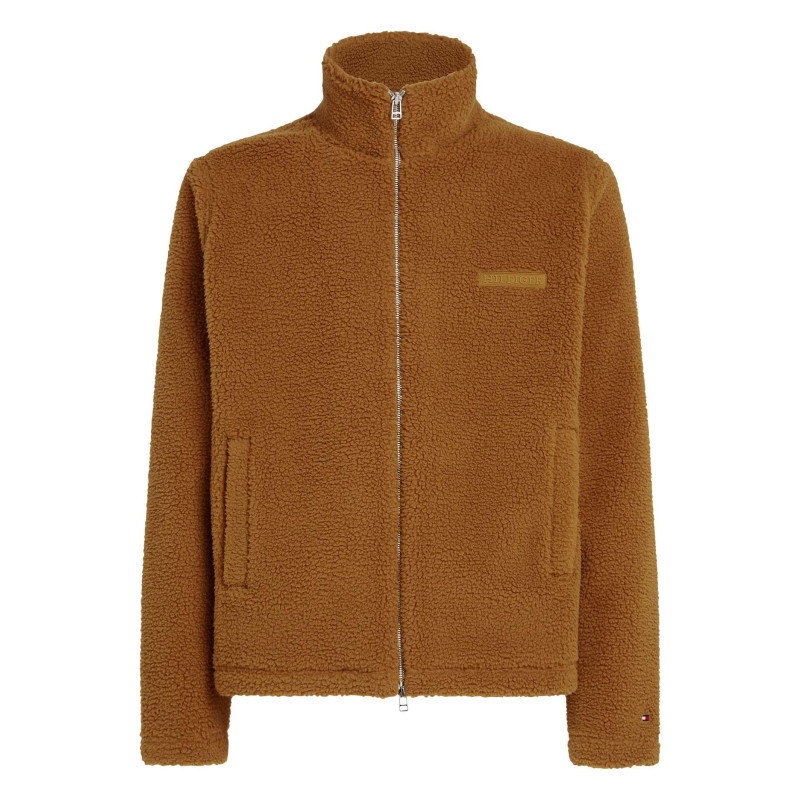 Tommy Hilfiger - Sweat Polaire Zippé Camel Uni Avec Une Coupe Droite Et Un Col Montant - Camel Tommy Hilfiger - Sweat Polaire Zippé Camel Uni Avec Une Coupe Droite Et Un Col Montant - Camel