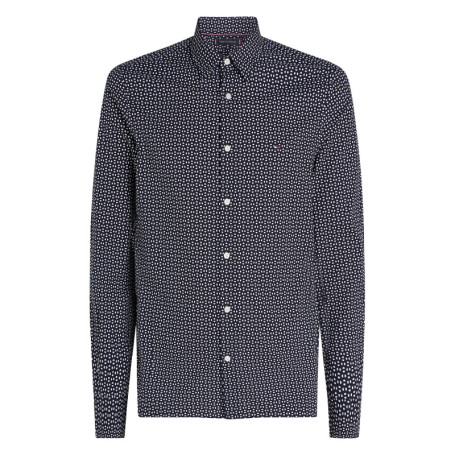 Chemise en coton marine à petits pois avec une...