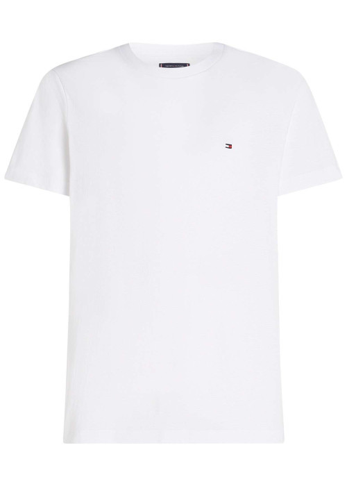 T-shirt en coton blanc uni avec une coupe droite et un col rond