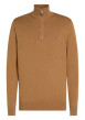 Thumbnail Pull en coton camel uni avec une coupe droite et un col camionneur