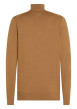 Thumbnail Pull en coton camel uni avec une coupe droite et un col camionneur - Image 2