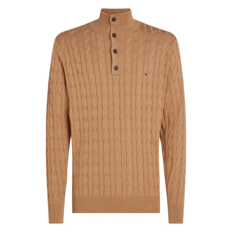 Pull en coton camel uni avec une coupe droite...