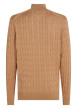 Thumbnail Pull en coton camel uni avec une coupe droite et un col camionneur boutonné - Image 2