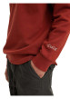 Thumbnail Sweat en coton bordeaux uni avec un col rond et un patch sur la poitrine - Image 3