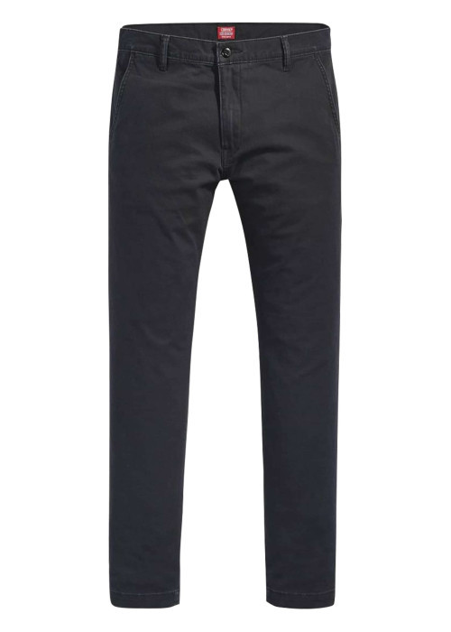 Pantalon Chino en coton noir uni avec une coupe droite et 4 poches