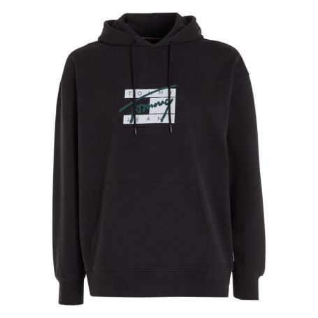 Sweat en coton régénératif noir imprimé avec...