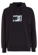 Thumbnail Sweat en coton régénératif noir imprimé avec une coupe droite et à capuche