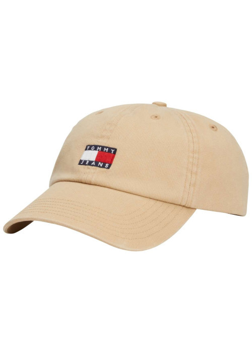 Casquette strapback en coton biologique camel unie avec broderie