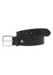 Thumbnail Ceinture en cuir noire unie avec des petits trous et nom de la marque