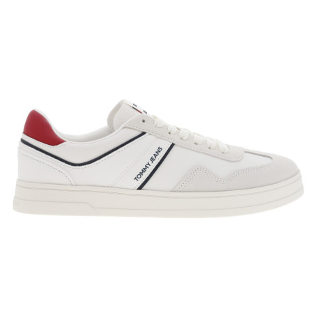 Baskets basses tennis en cuir blanc avec nom...