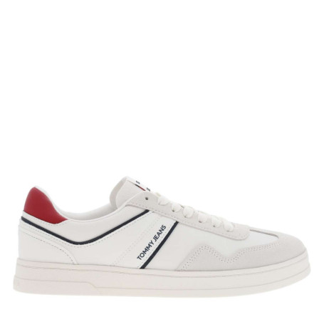 Baskets basses tennis en cuir blanc avec nom...