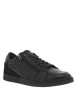 Thumbnail Sneakers en cuir noires plates avec fermeture zippée et lacets plats enduits - Image 3
